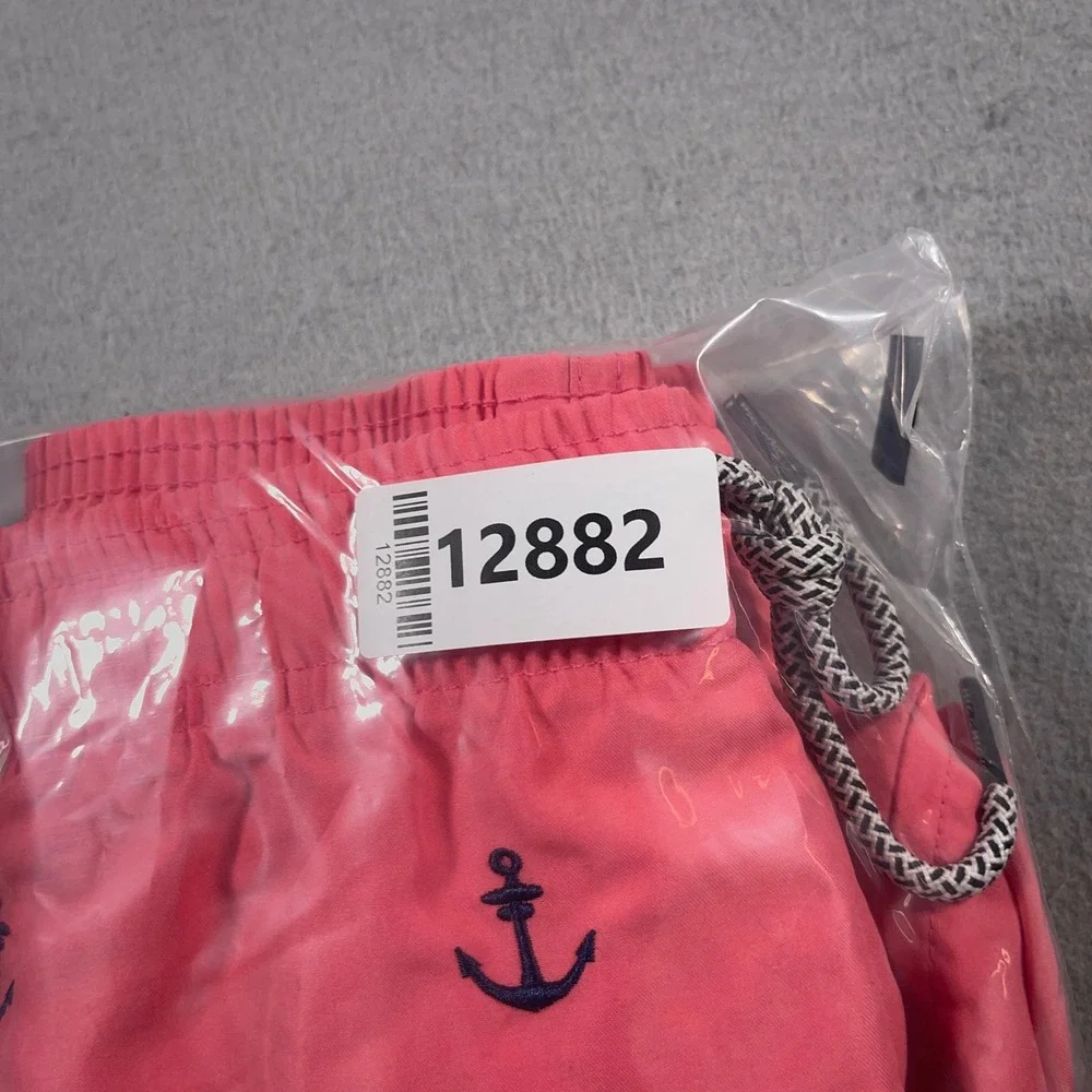 MaaMgic Swim Trunks Men‎ XXL Anchor Print  Shorts Coral Pink Beach Pool Summer